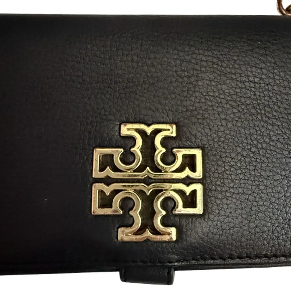Tory Burch Black Leather Wristlet Wallet Clutch